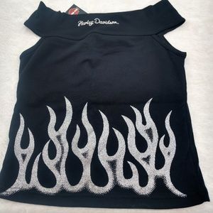 Harley Davidson Cowl neck Tank Silver Glitter Sz M